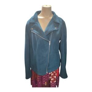 Old Navy Women's Size S Asymmetrical Zip Moto Jacket Black Faux Suede Bikercore